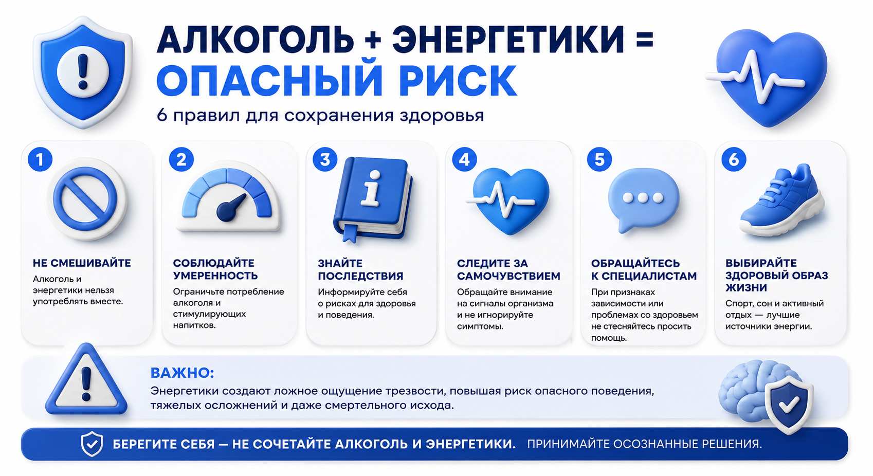 Инфографика на тему сочетания алкоголя и энергетиков